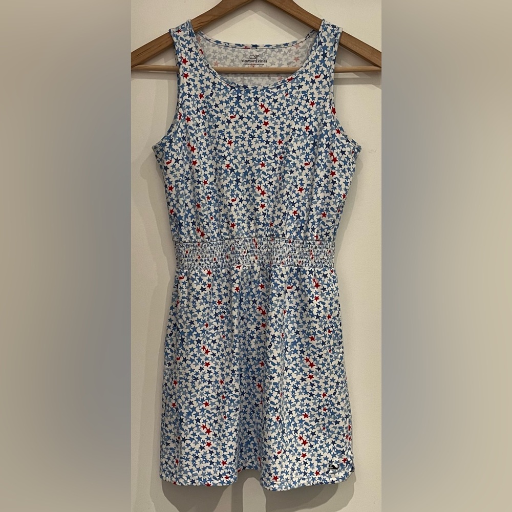 Vineyard Vines Kids Patriotic Stars Pullover Tank Dress Elastic Waist. L…